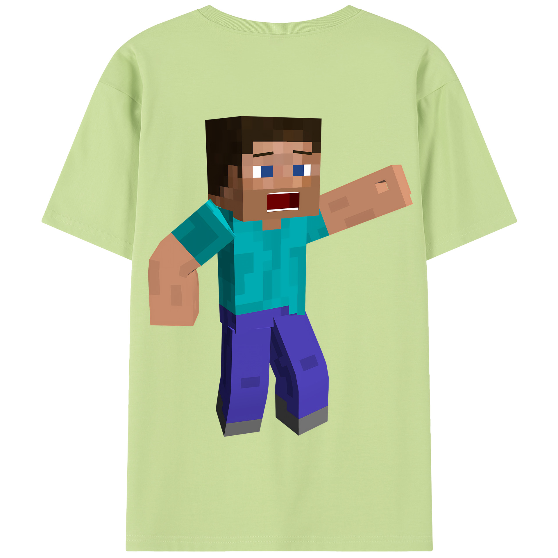 （画像用） マインクラフト ブロックの世界 Minecraft MC Block world 綿100％半袖Tシャツ（背面プリント）